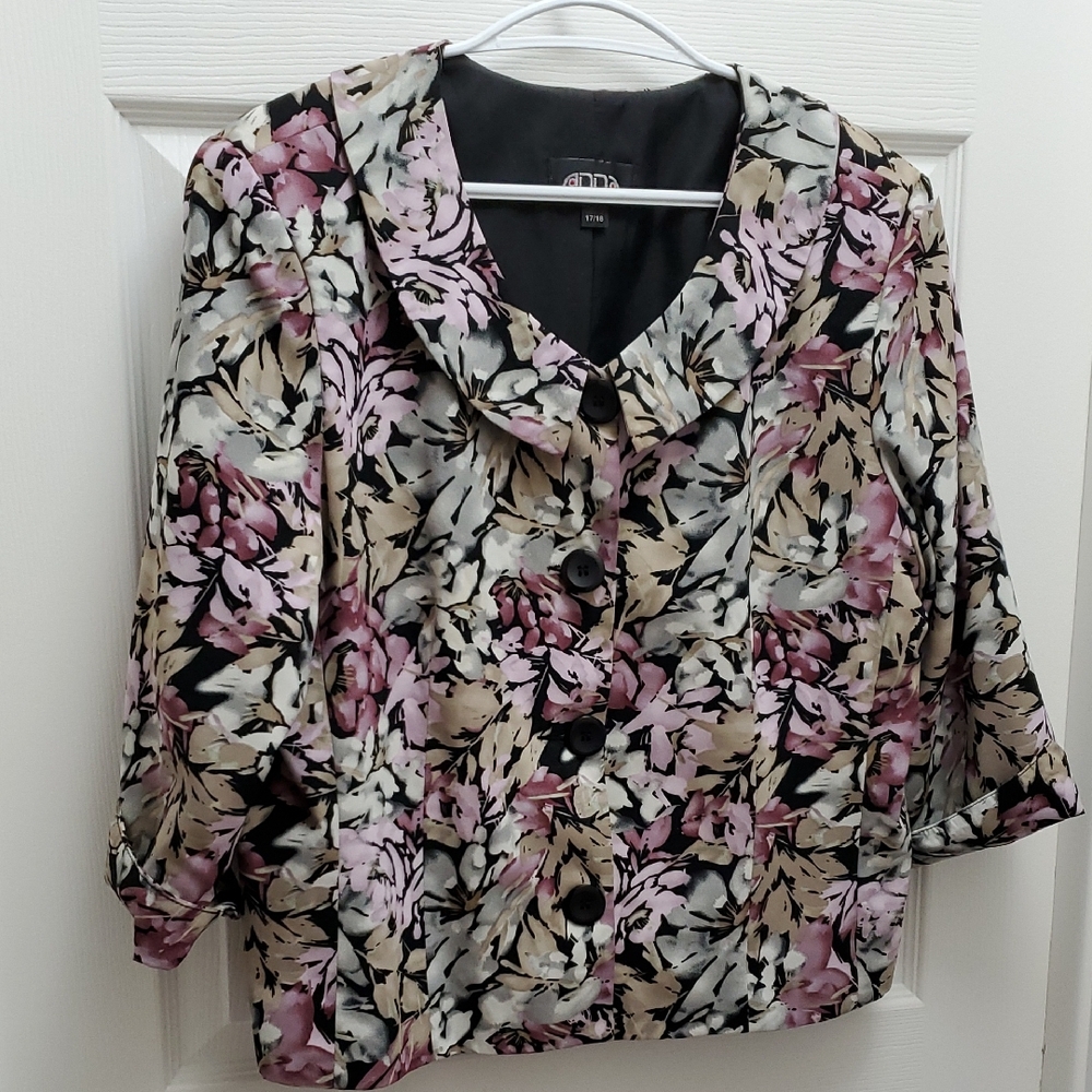 Anna Floral Blazer - Black, Pink, Cream
